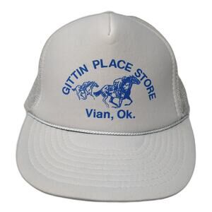 Gittin Place Store Vian, Ok. Snapback Trucker Hat Gray One Size Rope Nissin